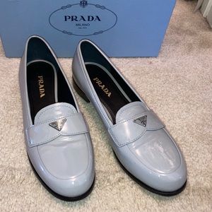 NWT Prada Grey Patent Loafers